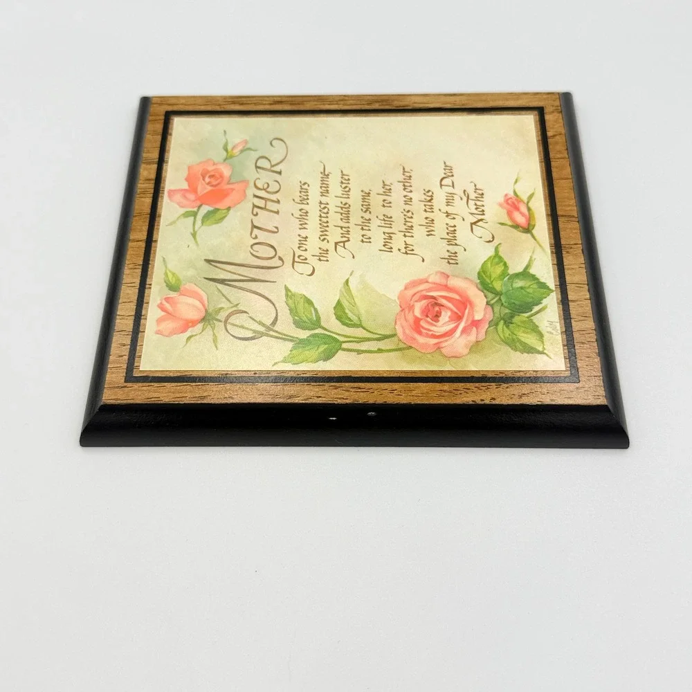 Vintage Mother Poem Wall Hanging Mom Gift Floral Wood Plaque Cottage Decor Art